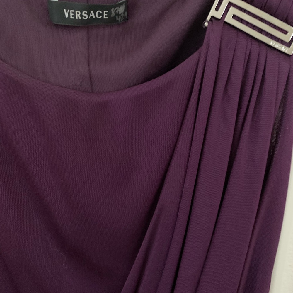 Versace purple sleeveless drape dress IT42